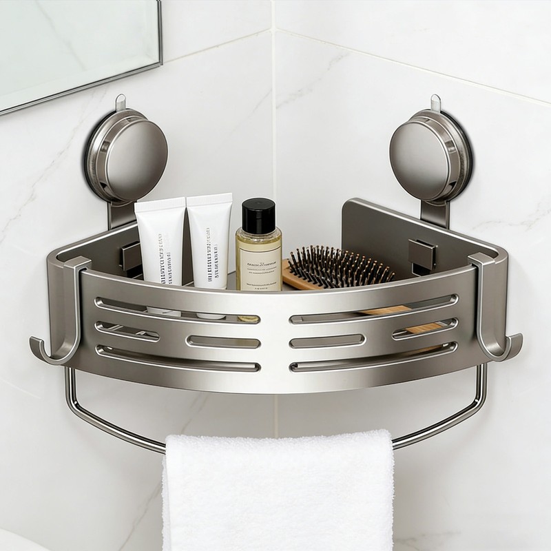 Triangle Suction Cup Corner Shelves, Bathroom Storage Rack Corner Shower Shelf gallery