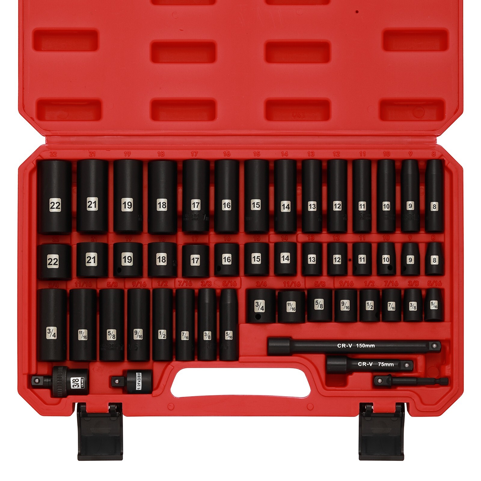49 PCS 3/8" Drive Impact Socket Set 6-Point Standard SAE & Metric Sockets gallery