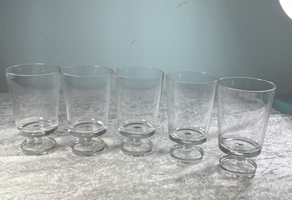 5 Short Stem Sturdy Wine Water Clear Glasses Unbranded 5.75" Everyday Use gallery