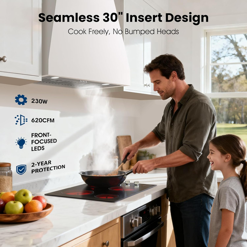 30" Range Hood Insert - 620CFM, LED, Ducted/Ductless, Complete Exhaust Kit gallery