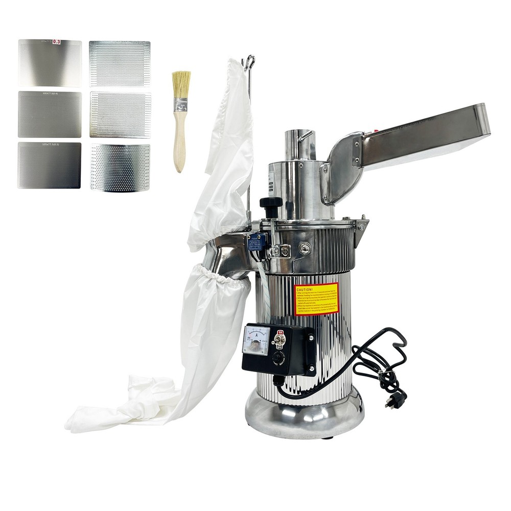 110V Automatic Desk-Top Continuous Hammer Mill Grinder Pulverizer 20kg/h