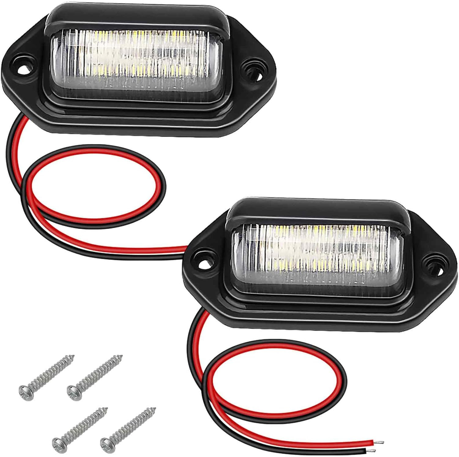 2 PCS White LED License Plate Light, 6-SMD Waterproof Tag Lights, 12V-24V DC Lam gallery