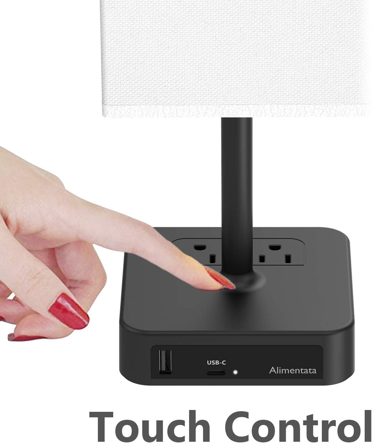 Touch Control Bedside Table Lamp with USB C & USB a Charging Port gallery