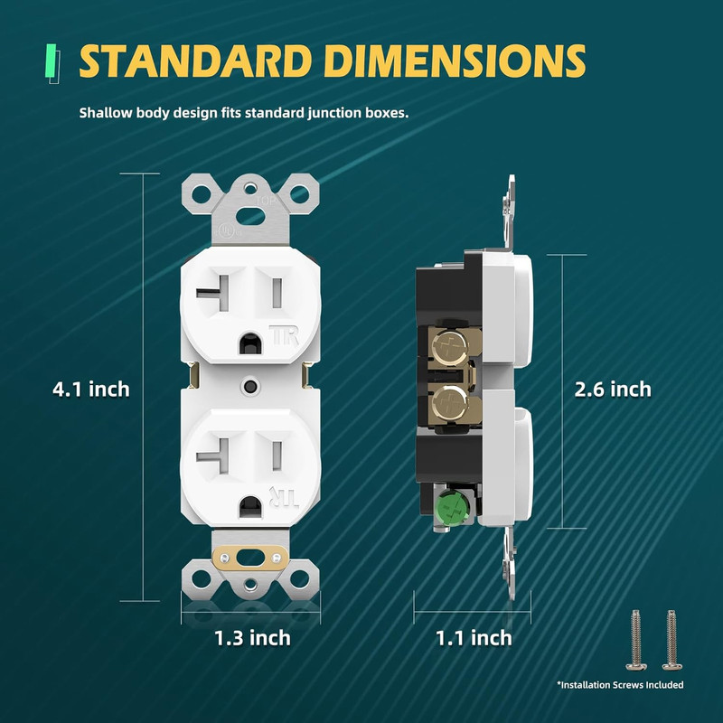 10 Pack 20A Tamper Resistant Duplex Outlet Wall Receptacle UL White TR gallery