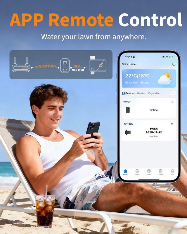 Brass WiFi Water Timer Smart Hose Sprinkler Timer Rain Delay Mist Mode for Lawns gallery