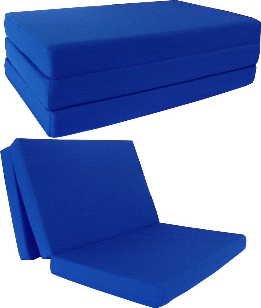 Queen Trifold Foam Beds, Sleeper Folding Mattress, 1.8 Density, 4x60x80, Royal