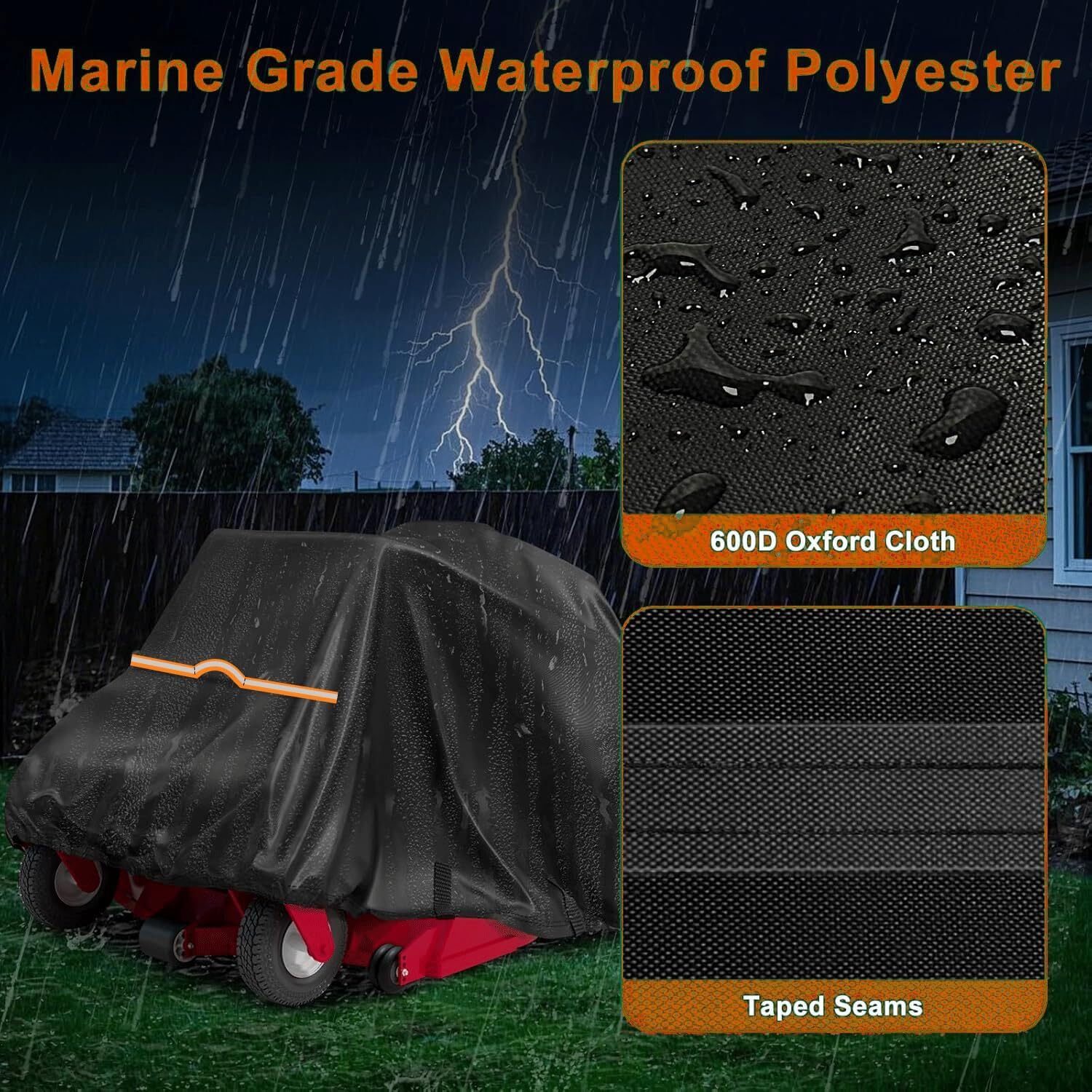Zero-Turn Mower Cover, Heavy Duty 600D Polyester Oxford, UV, Dust, Dirt and Wind gallery