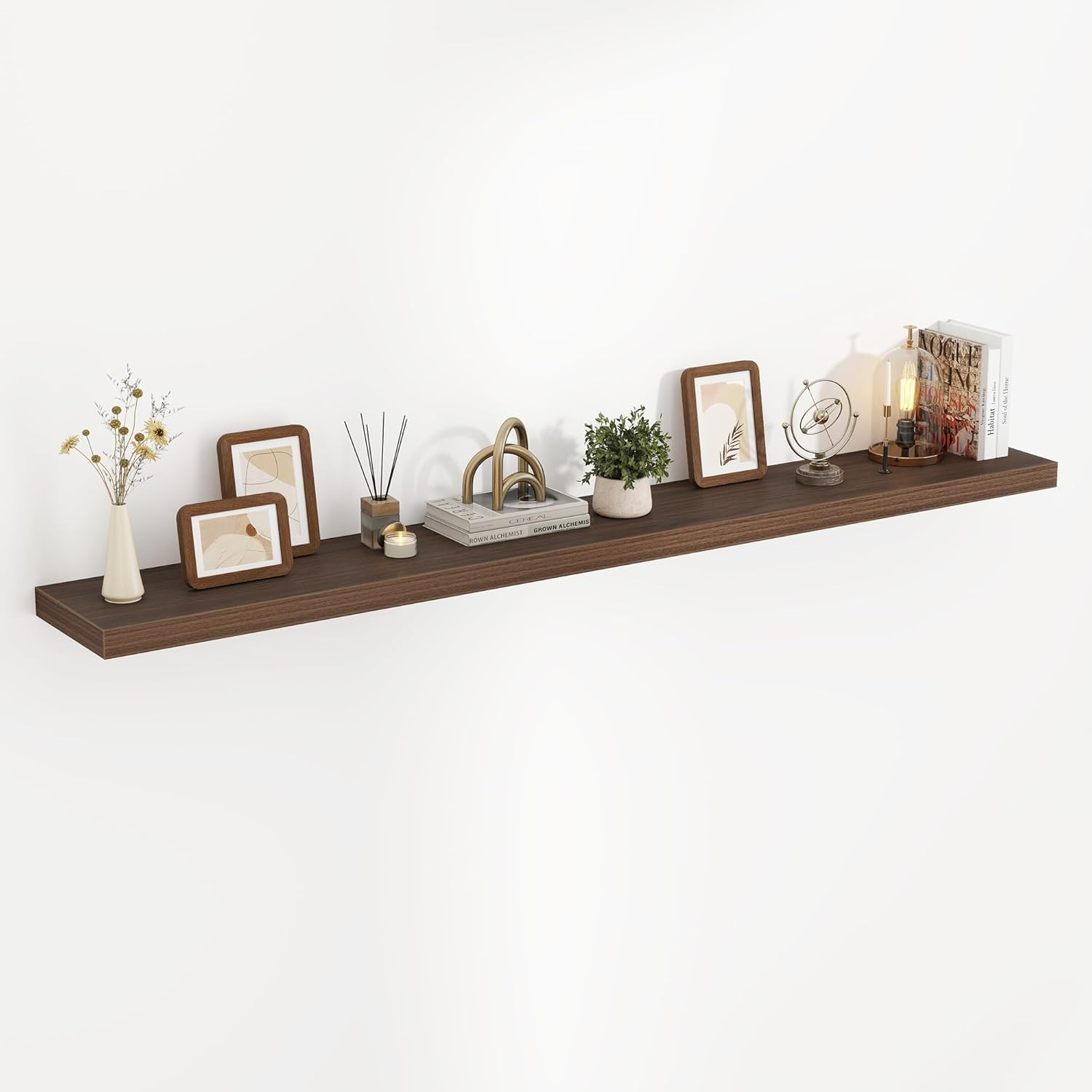 72" Walnut Floating Shelf - 3D Textured Wood Grain for Any Room gallery