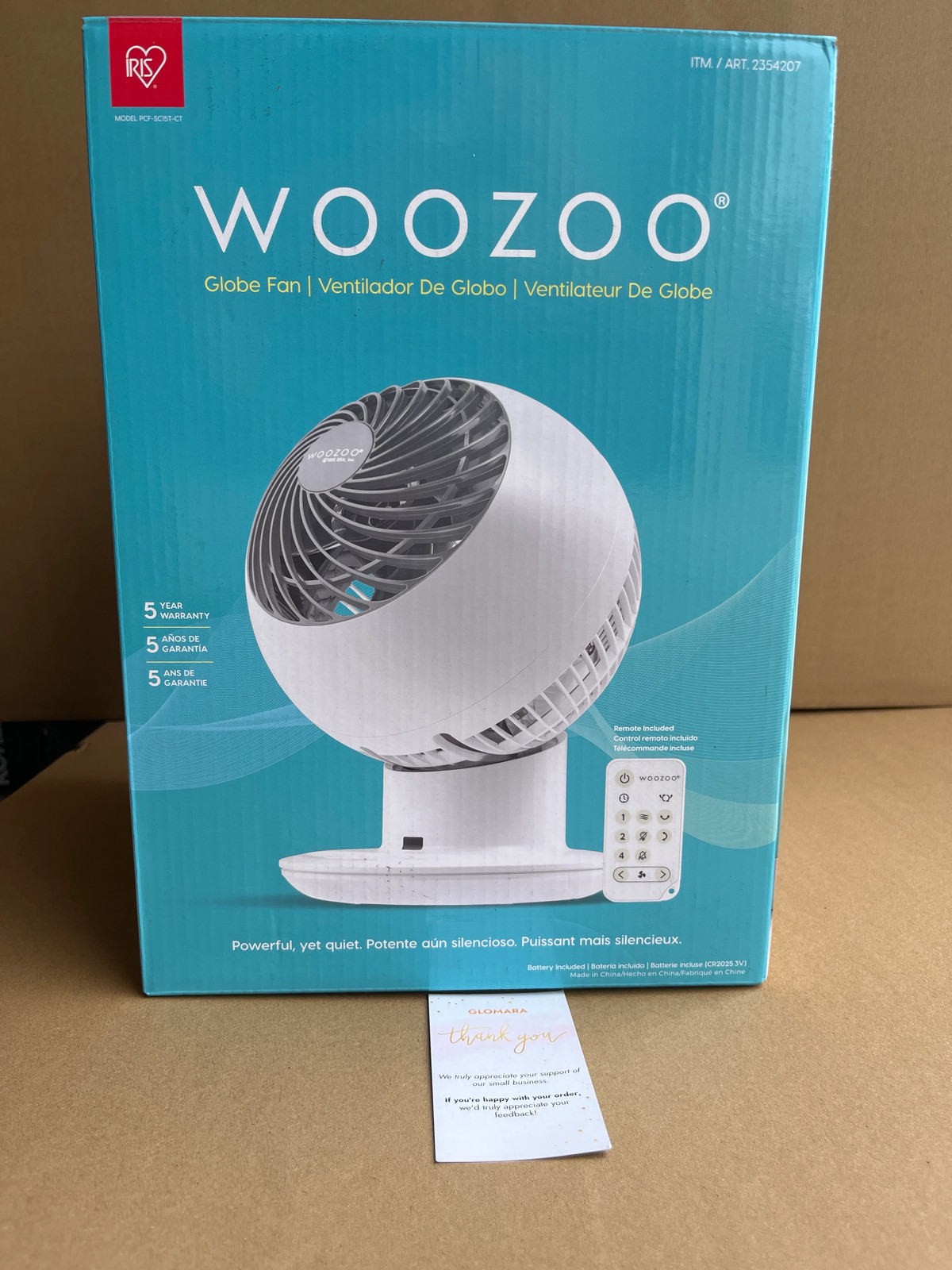WOOZOO Globe Multi-Directional 5-Speed Oscillating Fan with Remote White gallery