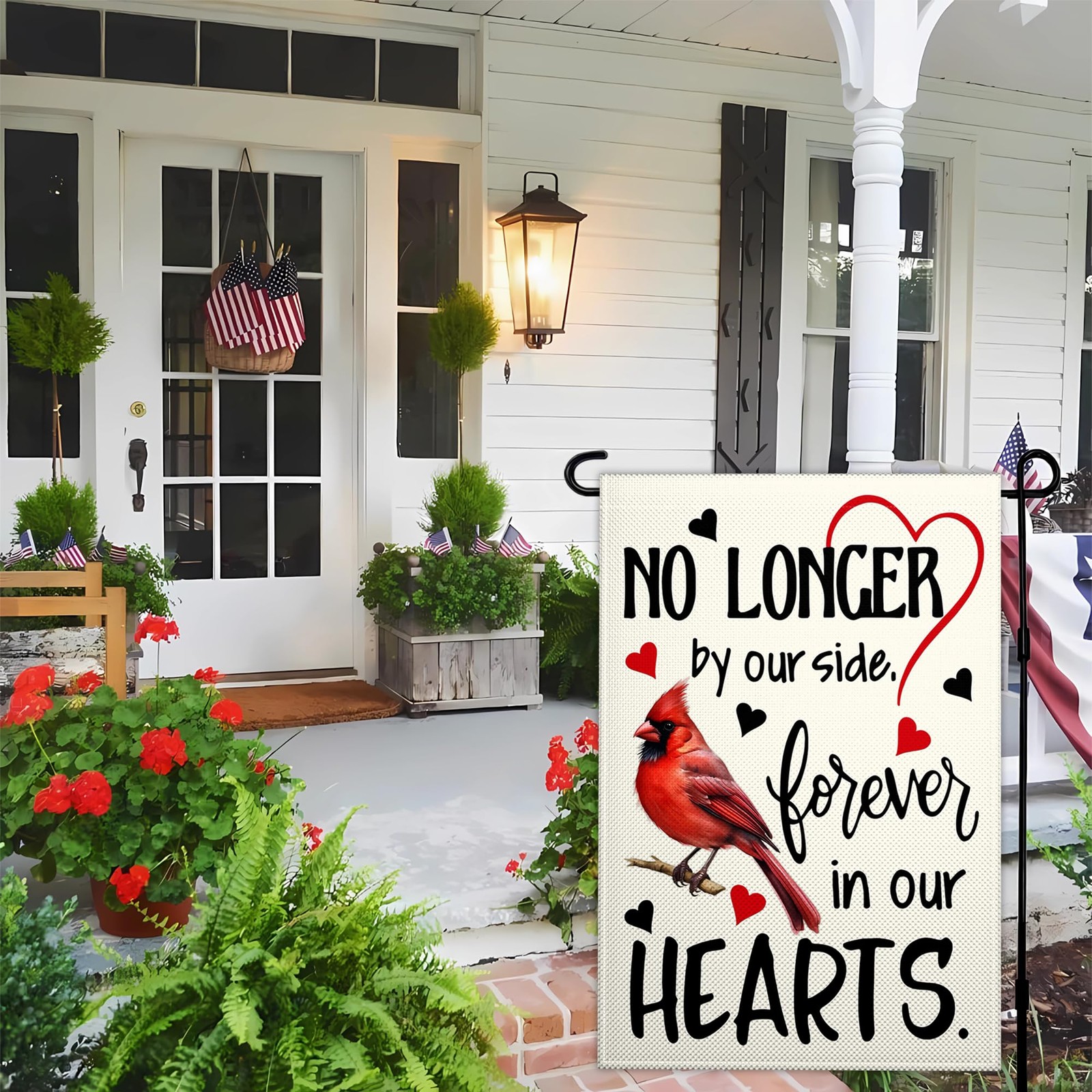Forever In Our Hearts Cardinal Garden Flag for Outside 12x18 Memorial Day Gar... gallery