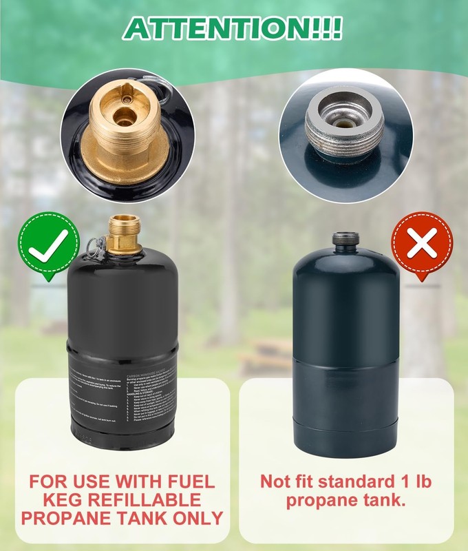 WADEO Propane Refill Adapter with Gauge and Valve for Fuel Keg 1lb Propane Tanks gallery