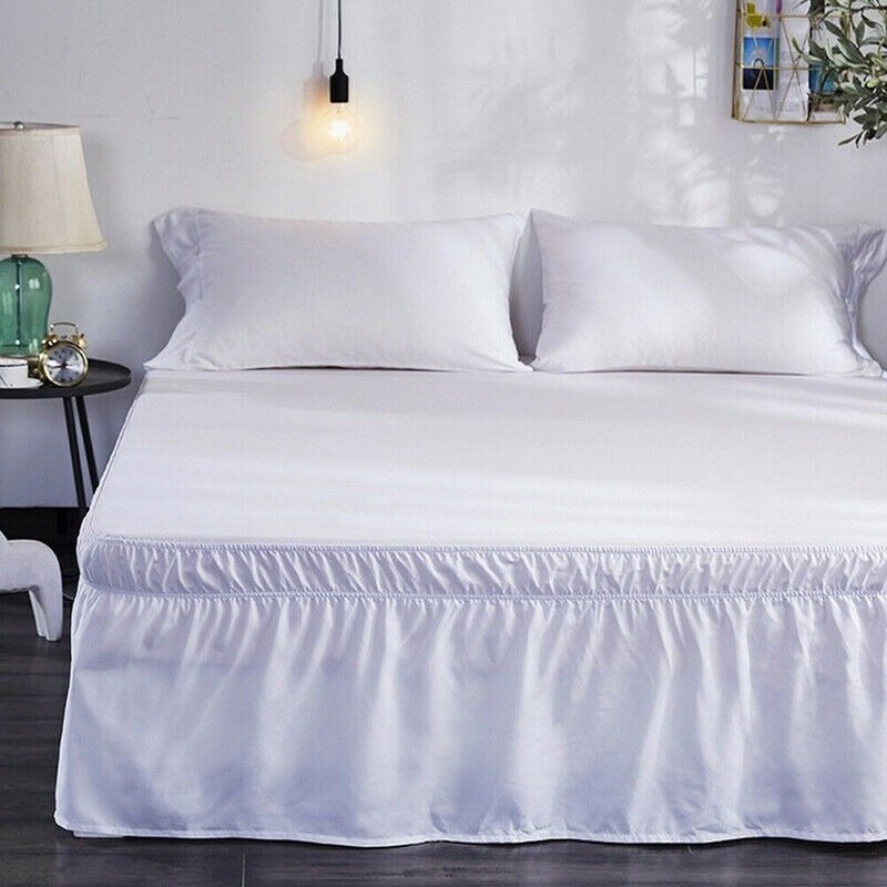 16'' Solid Elastic Bed Skirt Dust Ruffle Pleat Wrap Around Bedding Spread Cover gallery