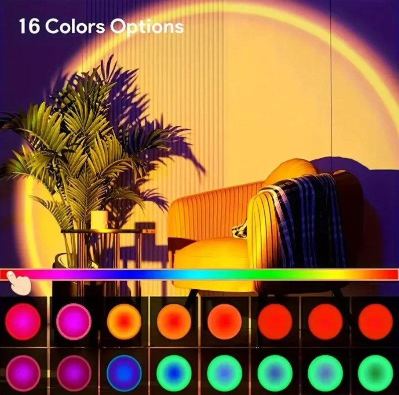 1pc 16 Color Sunset Projection Lamp USB Remote Dynamic LED Light - Dynamic Color gallery