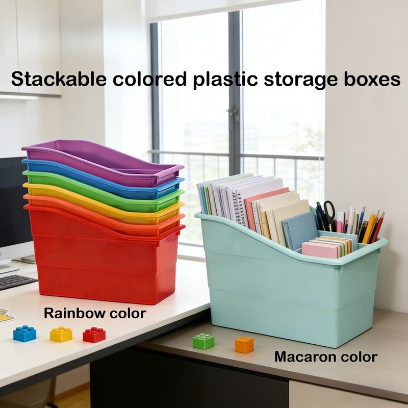 12/6pcs Stackable Colored Plastic Storage Boxes | Office Document Organizer gallery