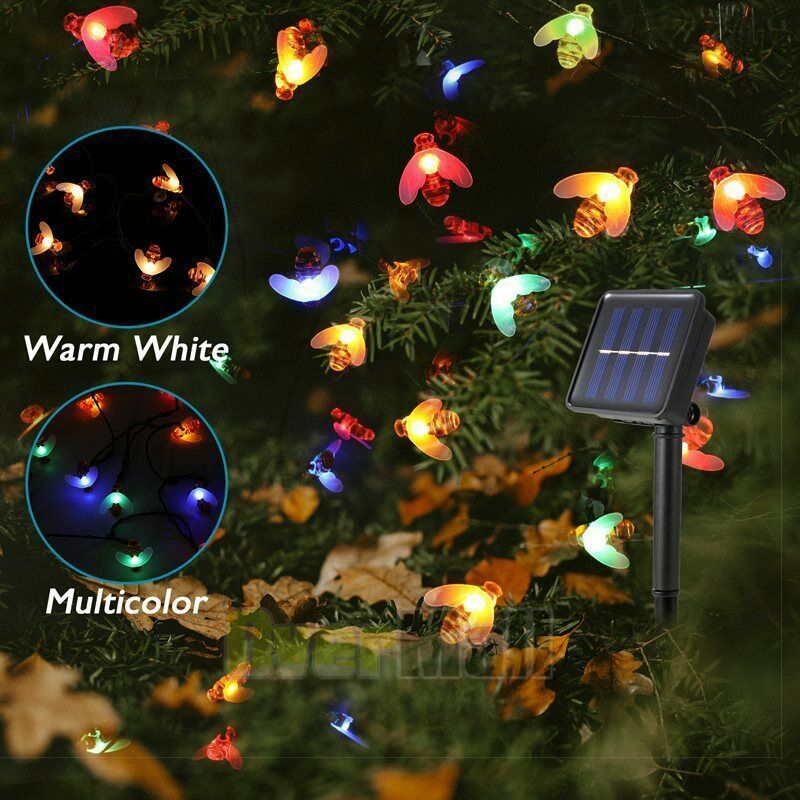60 LED Solar Powered Bee String Lights Outdoor Yard Garden Decor Waterproof Lamp gallery