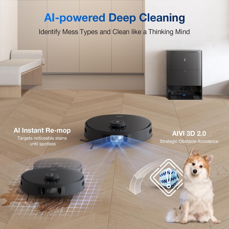ECOVACS DEEBOT T30S AI Robot Vacum & Mop, 11000Pa, TruEdge Adaptive Edge Mopping gallery