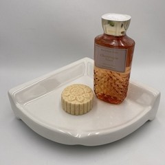 Ceramic Glossy White 9” x 3” Reversible Corner Shower Shelf Thinset Mount Drip C
