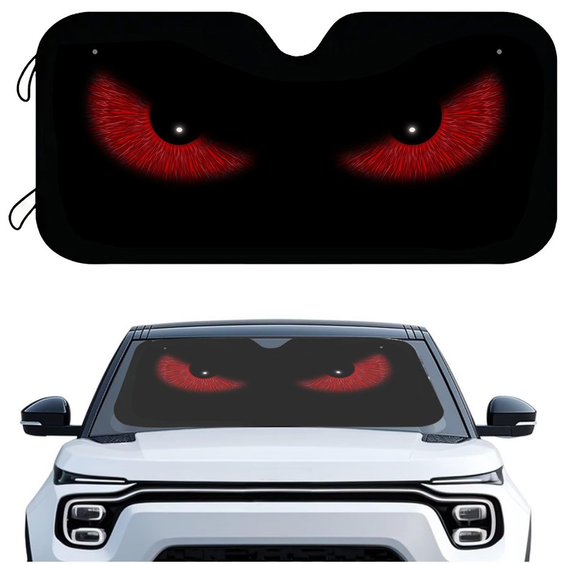 Car Front Windshield Sunshade Eyes Decor - UV Ray Sun Protector Visor Cover | US gallery
