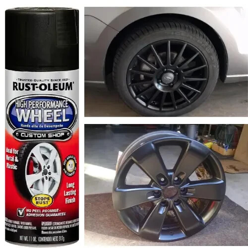 Wheel Coating Spray Paint Car Trucks Metallic Matt Black Rims Stop Rust Durable gallery