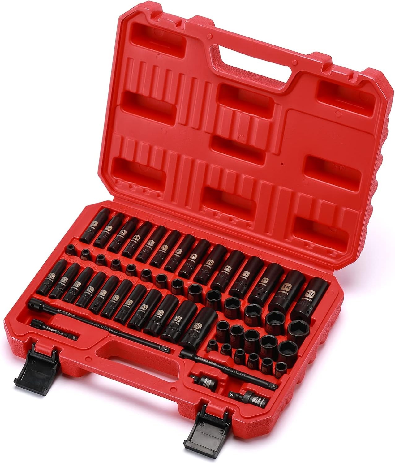 55 Pieces 1/4" Dr. Impact Socket Set CR-V 6 Point Sae/Metric 5/32 In - 9/16 In gallery