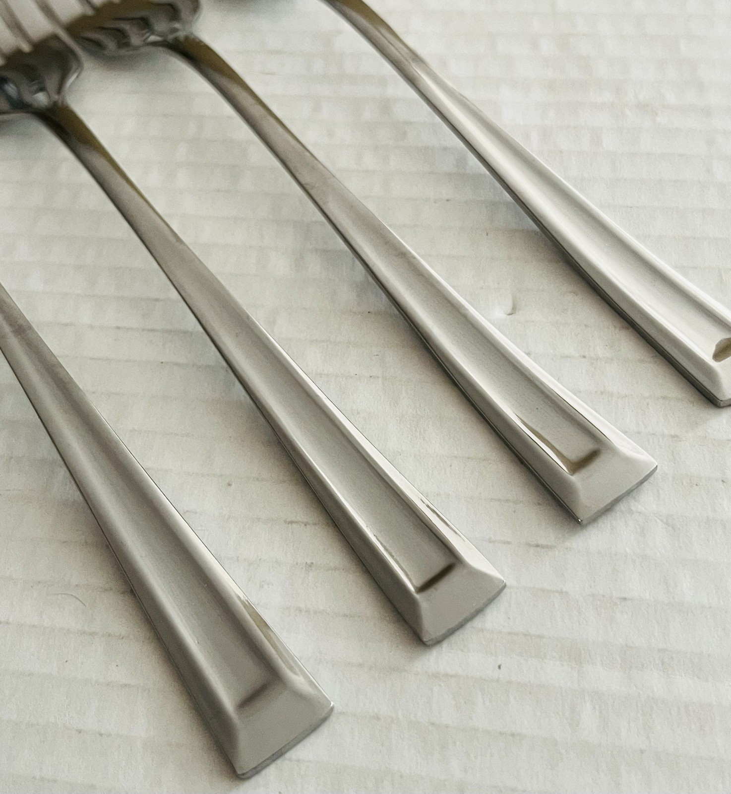 Target Home Stainless 4 Dinner Forks Glossy Indent Center Square Tip gallery