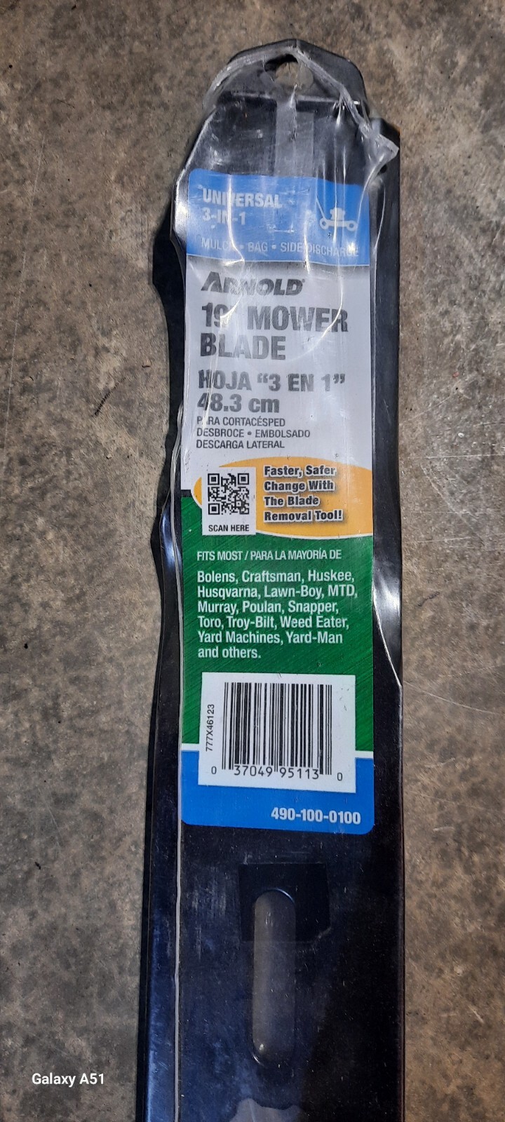 ARNOLD 19" UNIVERSAL 3 in 1 MOWER BLADE 490-100-0100 with Washers gallery