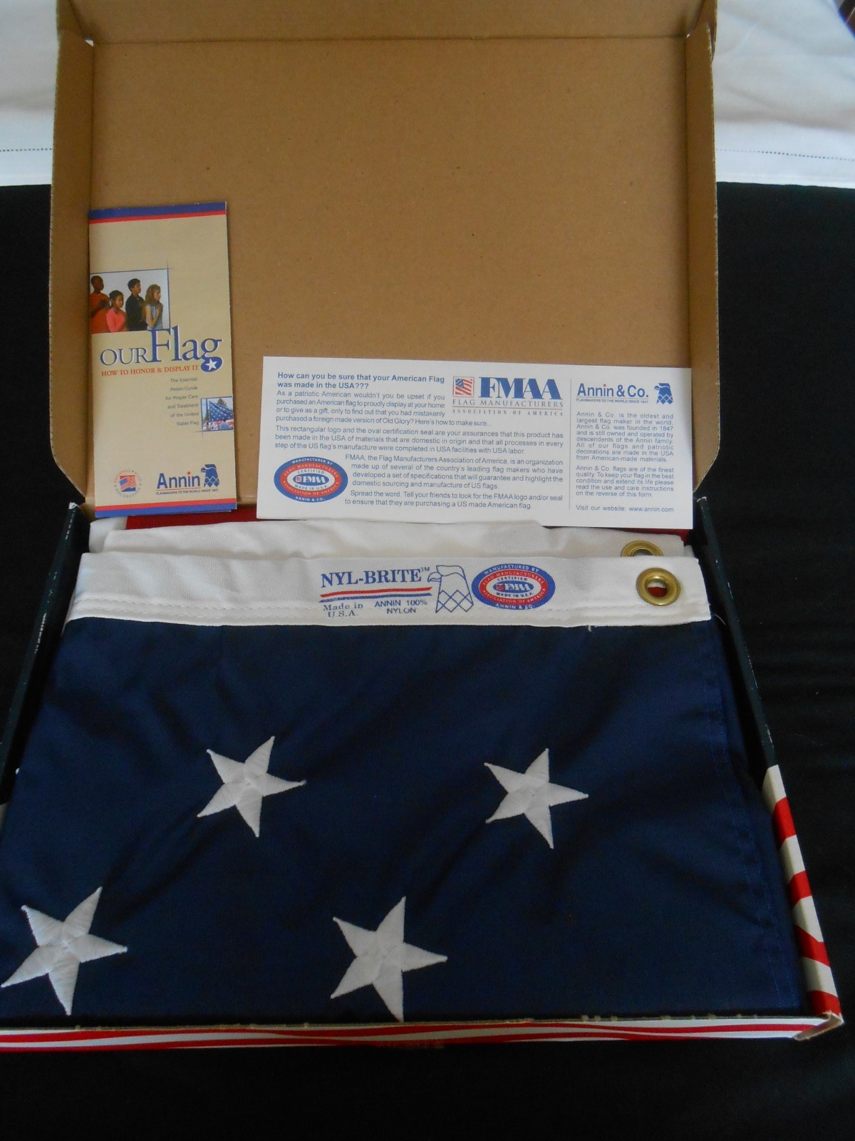 Embroidered Nylon American Flag 100% MADE IN U.S.A. 4'x 6' NEW IN BOX gallery