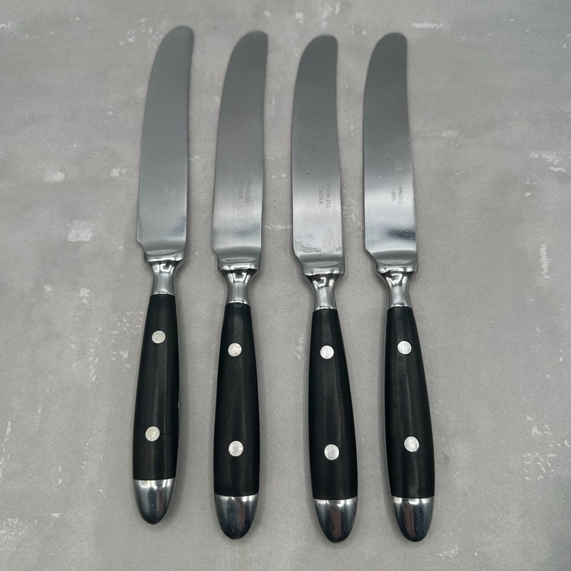 Black Handle Stainless Flatware Riveted Handle Choice Fork Spoon Knife Sets Vtg gallery