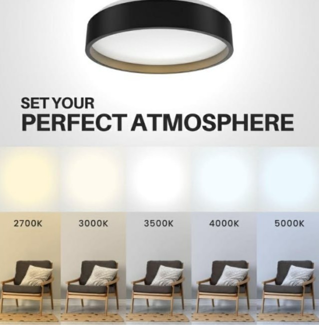 DYMOND 15 in. Matte Black with Golden Inside LED Flush Mount Ceiling Light NEW gallery