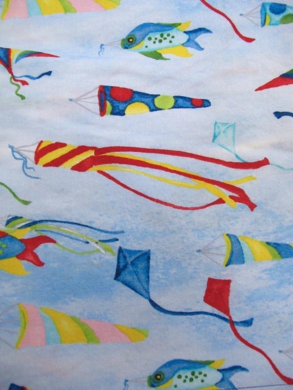 OOAK Cute Cotton Rectangle Tablecloth with Kites Flying in a Blue Sky 39 x 70 gallery