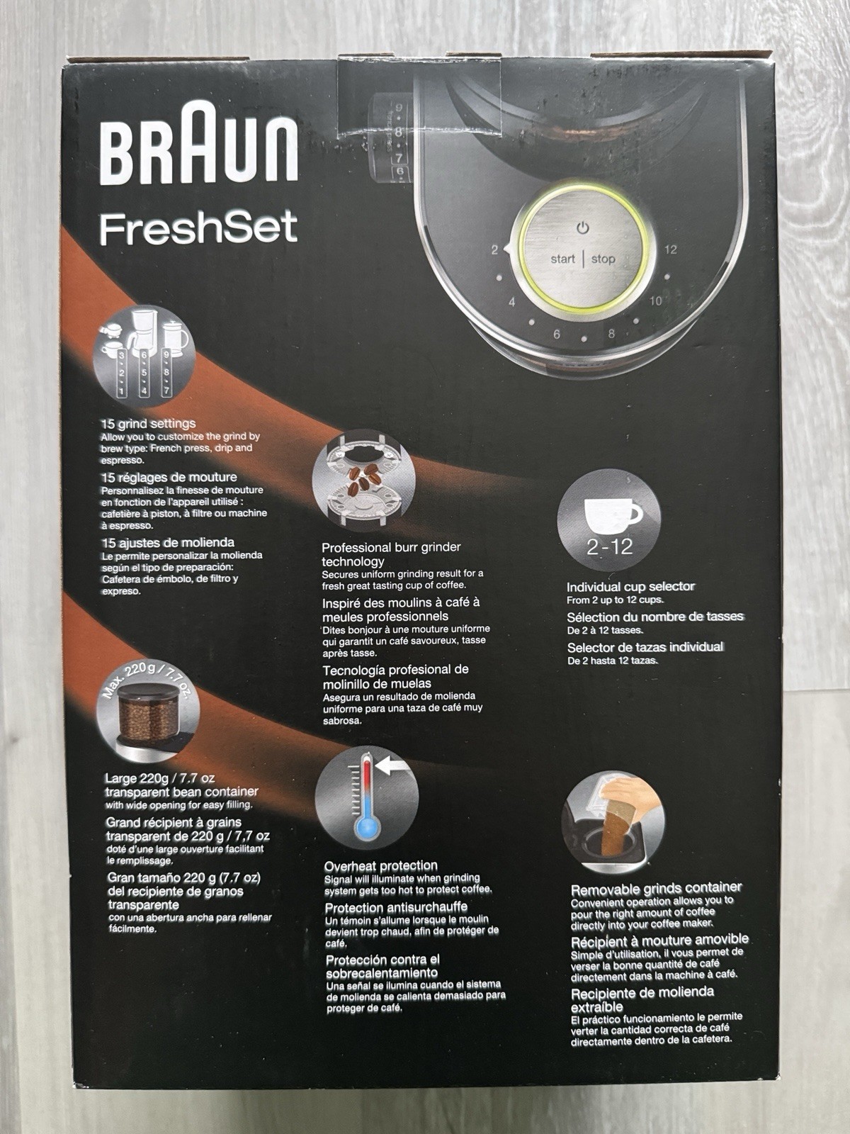 Braun KG7070 FreshSet Burr Coffee Grinder 2-12 Cups Stainless Steel NEW gallery