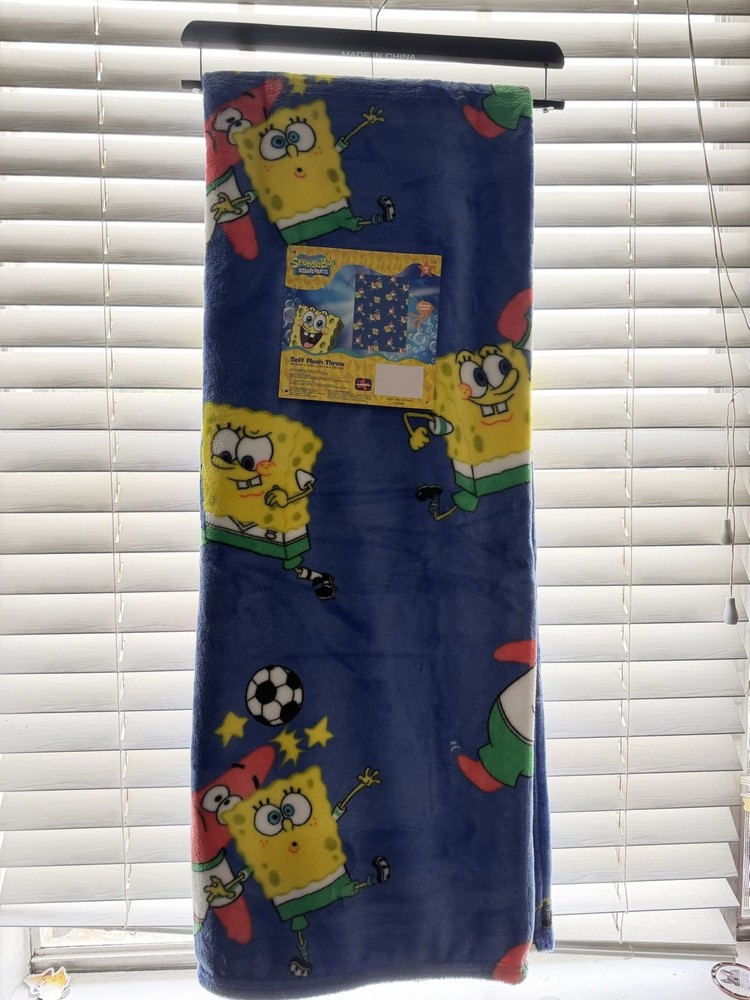 Nickelodeon SpongeBob & Patrick Plush Throw Blanket 50 x 70 in Blue Washable