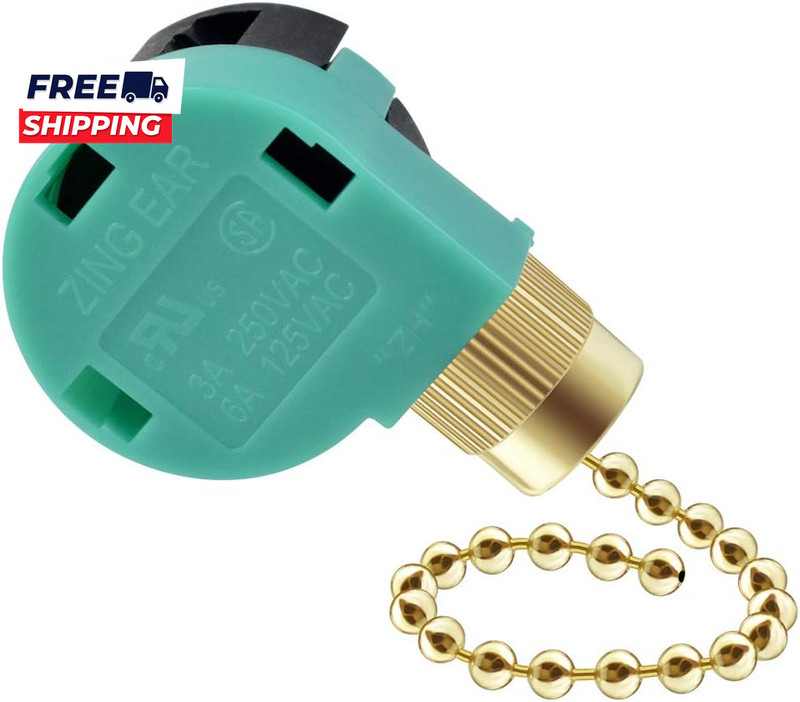 3 Pack Ceiling Fan Switch 3 Speed 4 Wire Zing Ear ZE-268S6 Fan Pull Chain Switch gallery