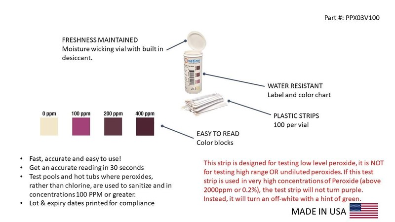 Hydrogen Peroxide H2O2 Test Strips, 0-400 ppm [Vial of 100 Strips] gallery