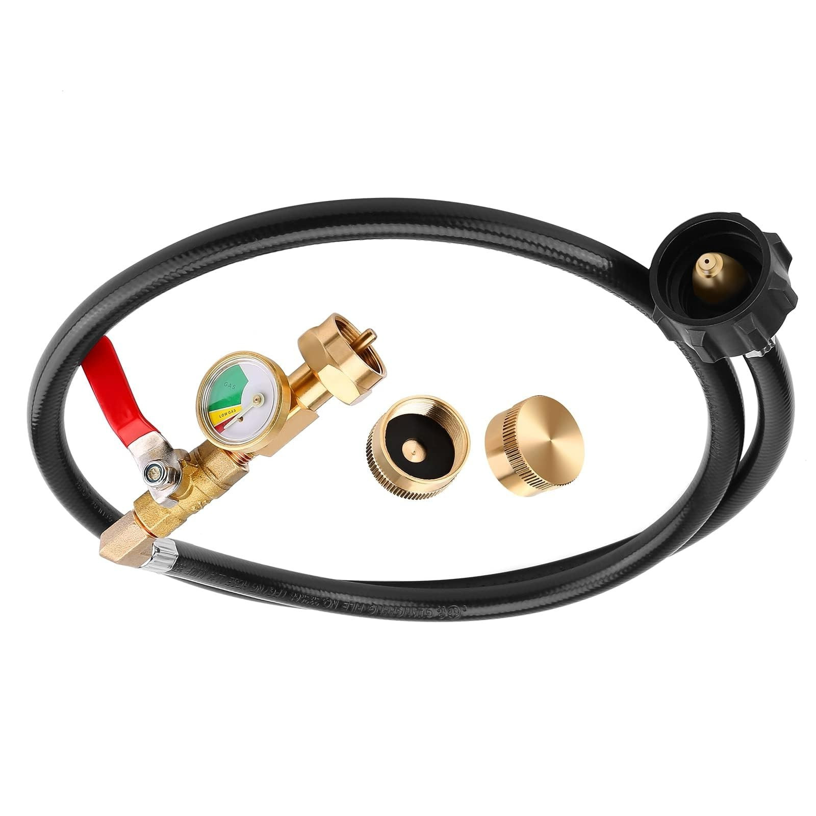 US-FREESHIP 4ft Propane Hose with Gauge Propane Tank Refill Adapter gallery