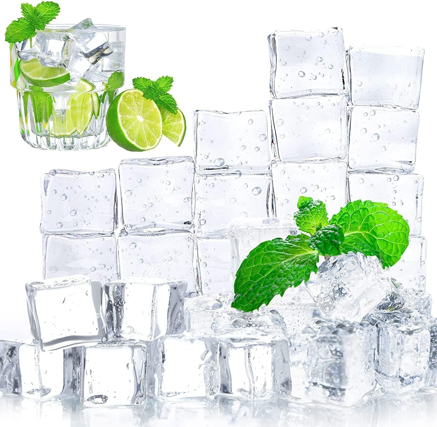 Clear Fake Ice Cubes, 20 PCS 0.8" Plastic Ice Cubes Acrylic Clear Ice Rock gallery