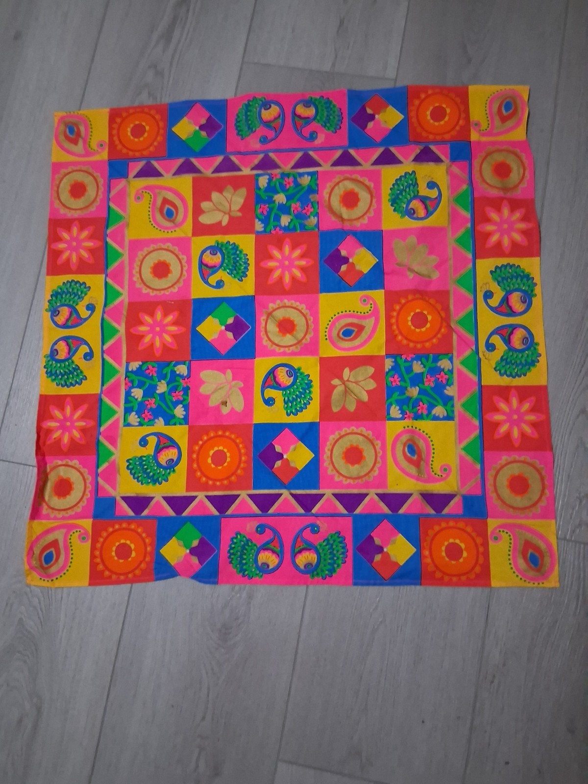 Colotlrful Table Cloth 27"in" X 27 In. Made In India. gallery