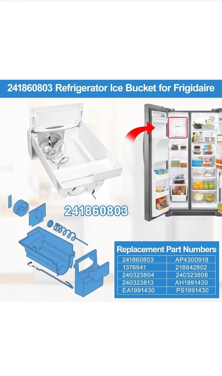 Upgraded 241860803 Refrigerator Ice Bucket Compatible with Frigidaire Ice Maker gallery