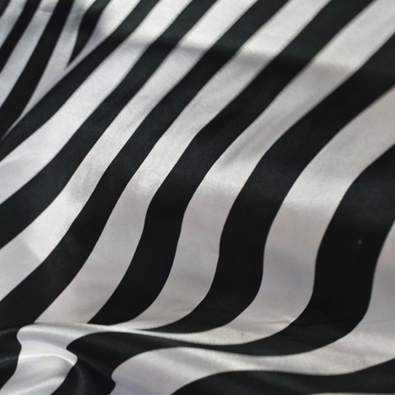 12"x108" INCH SATIN BLACK & WHITE STRIPED TABLE RUNNER CHARMEUSE PRINT SILK USA gallery