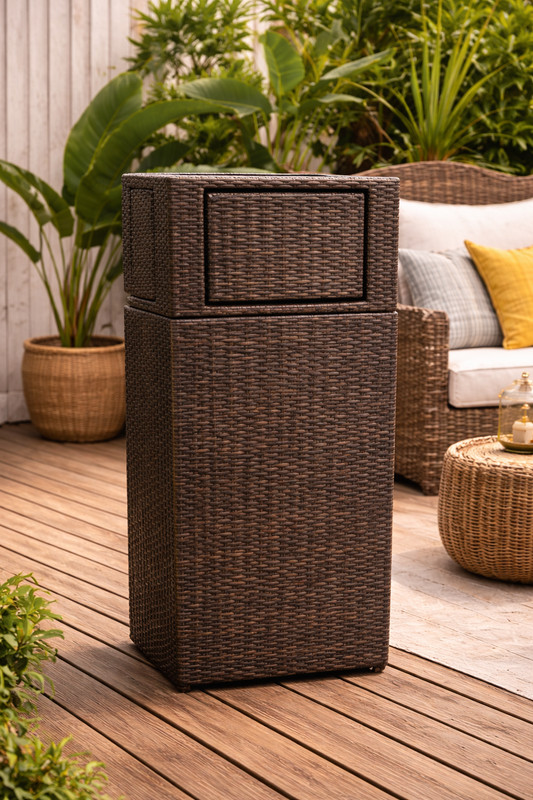 Stylish & Durable Waste Solution Casablanca Outdoor Trash Bin, Wicker gallery
