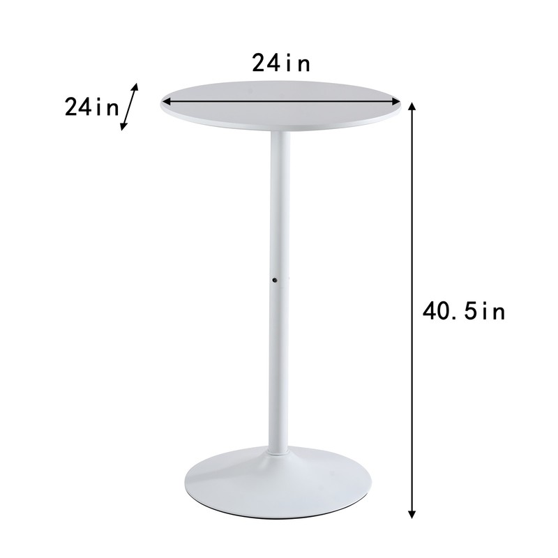 24 in Round Bar Table Modern Dining Table Dining Table Coffee Table - White gallery