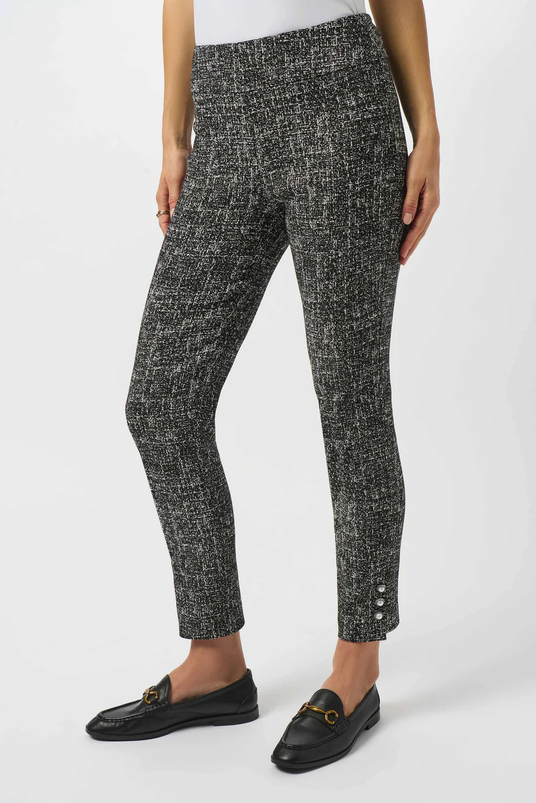 Joseph Ribkoff Black/Off-White Abstract Pattern Pull On Straight Leg Pants 25309 gallery