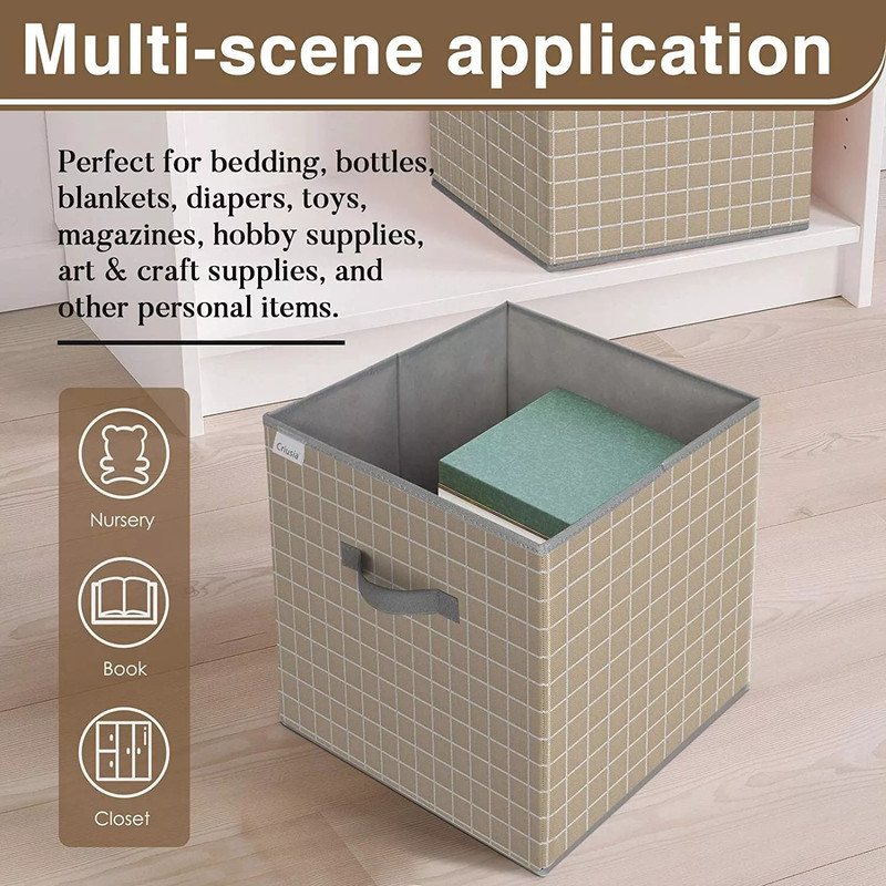 Collapsible Foldable Fabric Cubby Cube Storage Bins Baskets for Shelves 6 pack gallery