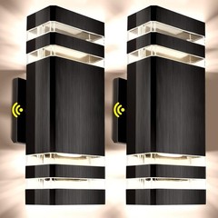 2 Pack Motion Sensor Outdoor Wall Light Fixture Up Down Porch Lights Modern US