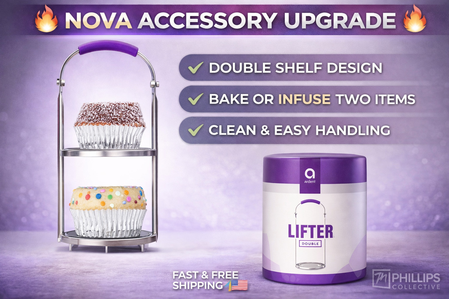 Ardent Nova Double Lifter Accessory Insert Rack Dual Shelf Baking Infuser gallery