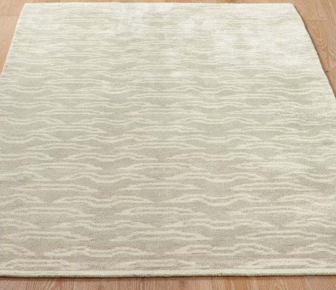 Hand Tufted Wool Area Rug | Modern Abstract Beige Cream Carpet | Handmade Luxury gallery
