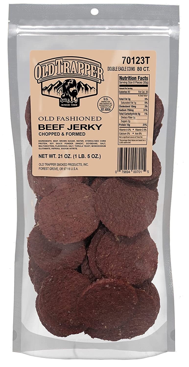 Old Trapper BEEF JERKY ROUNDS 80 count bulk Refill- 1.3 Pounds (Case Of 8) gallery