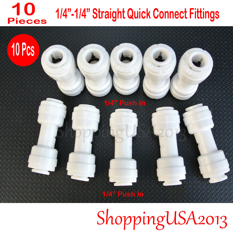10 Pcs 1/4-1/4" Quick Connect Push In Connector Fittings Water Filter System gallery