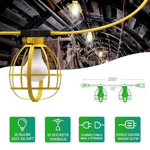 Construction String Lights, 20 Bulbs 200W 21000LM Work Lights with 20 200FT gallery