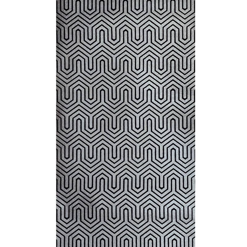 Navy blue foil silver metallic flocking Geo velvet Labyrinth flocked wallpaper gallery